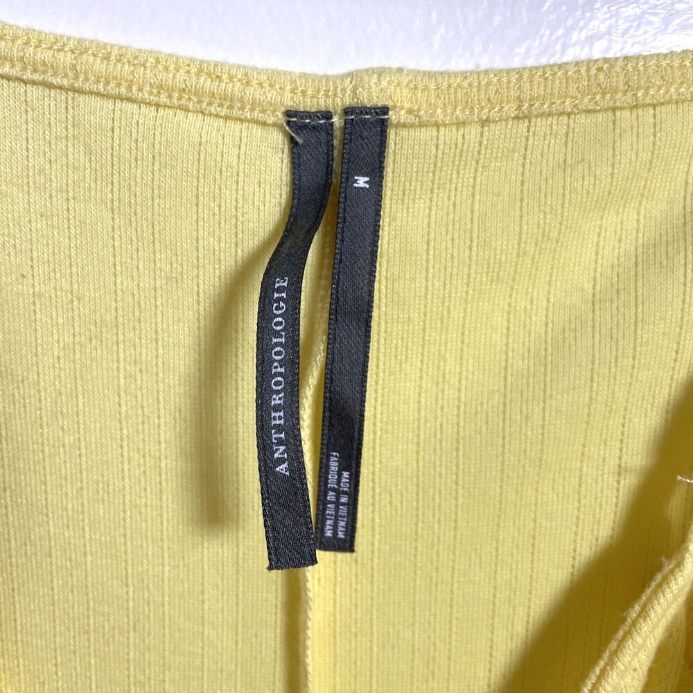 By Anthropologie Women's Ribbed Knit Maxi Dress Yellow Medium Stretchy Casual - Picture 3 of 8